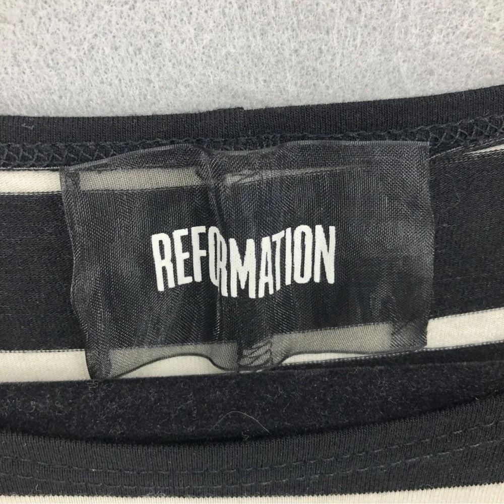 Reformation USA Womens Dress A-Line Flare Midi Striped Black White Size Snall - Picture 3 of 4